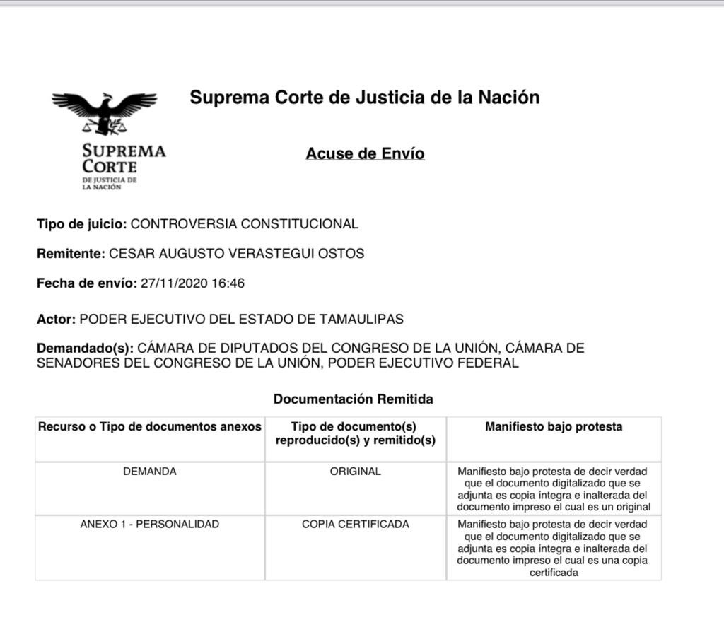 TAM-208-2020.-Presenta Gobierno de Tamaulipas controversia constitucional por desaparición de fideicomisos
